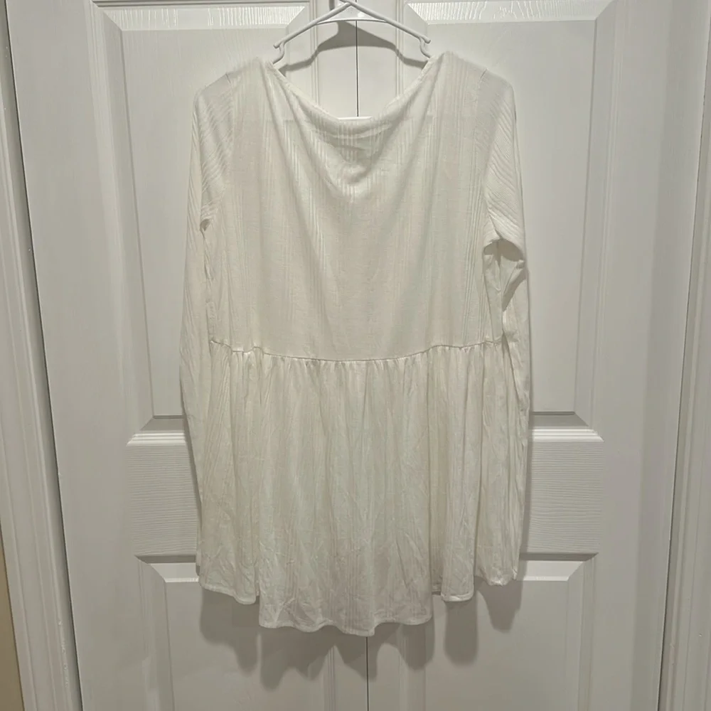 Free People Pretty Please White Lace Henley Tunic